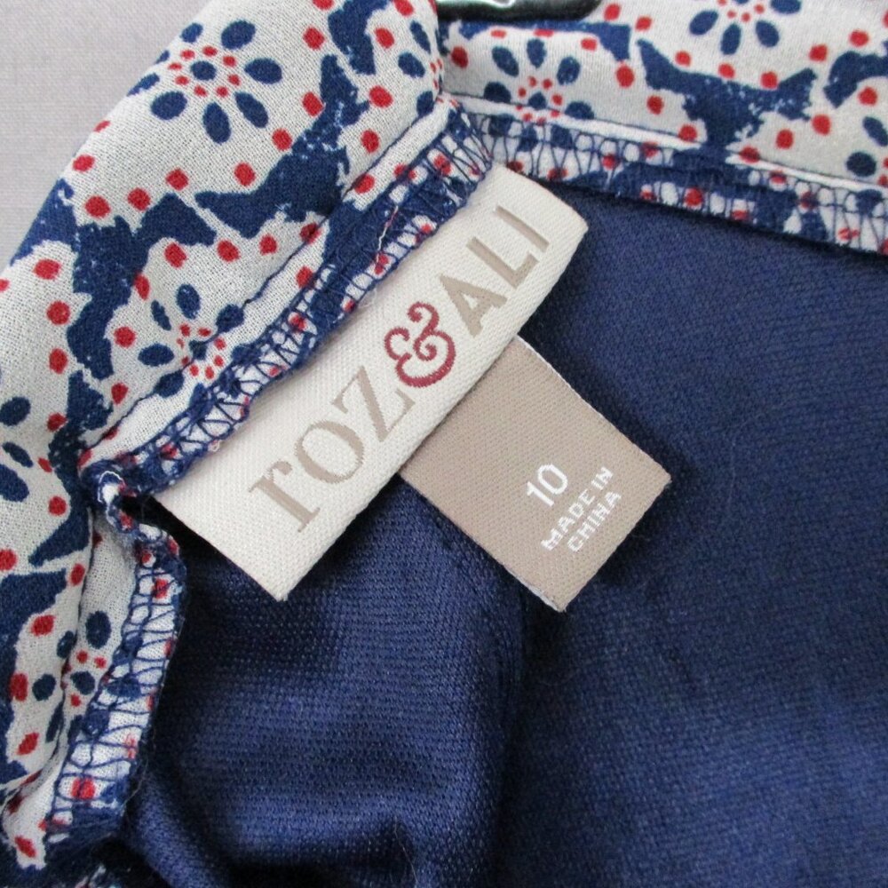 Roz & Ali Floral Semi-Sheer BOHO Midi Skirt Fairy Blue & White Women Size | 10 - Picture 4 of 15